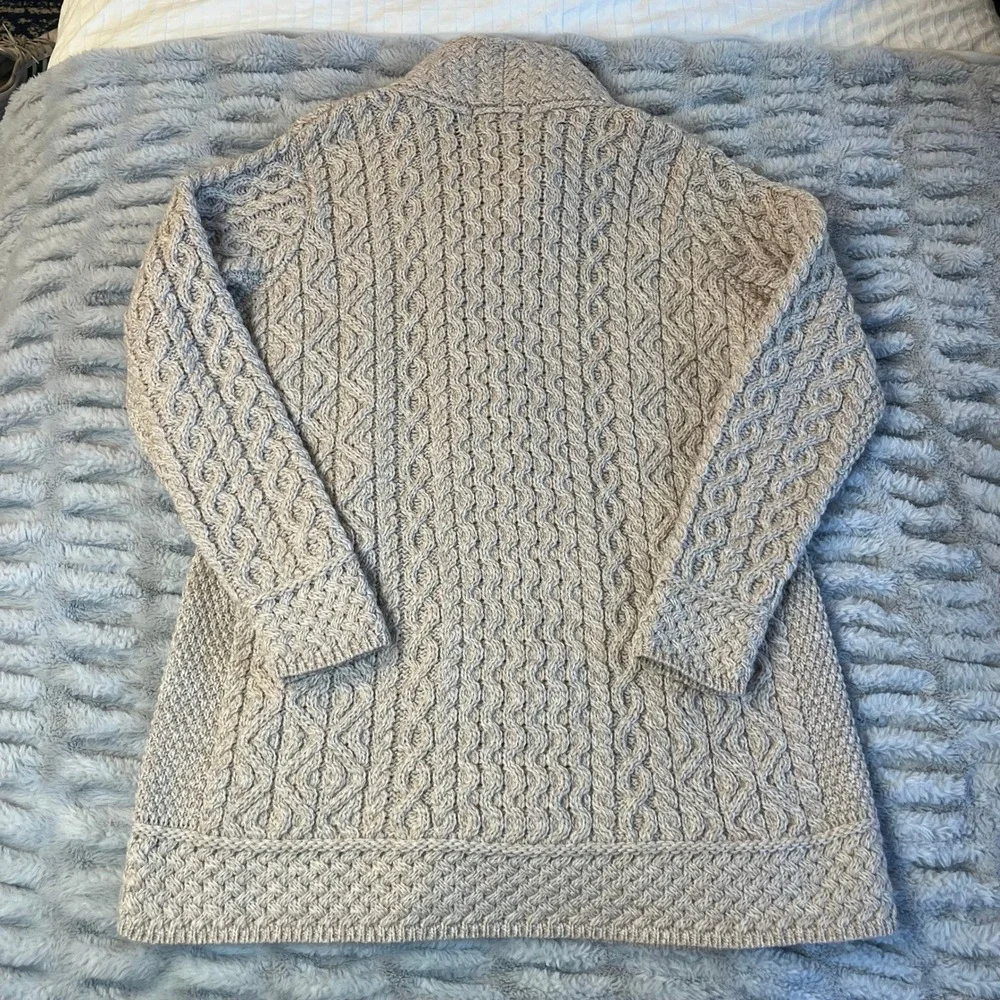 Aran Knit‎ Asymmetrical Zip Cardigan Ivory/Beige/Natural - Picture 3 of 12